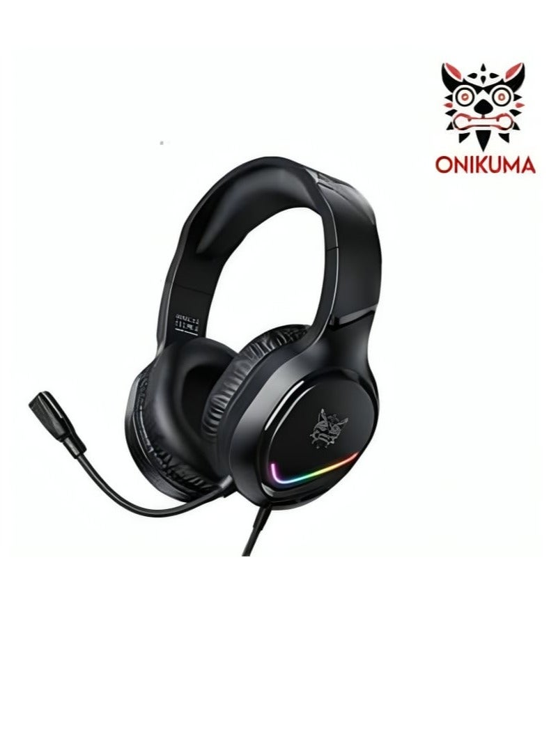 أونيكوما سماعة رأس سلكية X31 مع إضاءة RGB ملونة وصوت محيطي مع ميكروفون وإلغاء الضوضاء لألعاب الكمبيوتر - Image 4