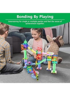 PicassoTiles 70 Piece Marble Run Race Track Magnetic Tiles Magnet Building Block Educational Construction Toy Set Playset Stem Learning Kit Child Brain Development Handeye Coordination Training Ptg70  - Image 2