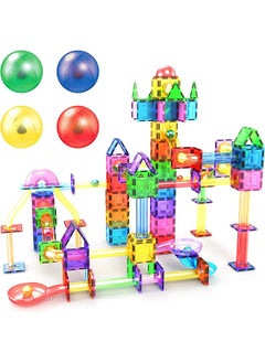 PicassoTiles 70 Piece Marble Run Race Track Magnetic Tiles Magnet Building Block Educational Construction Toy Set Playset Stem Learning Kit Child Brain Development Handeye Coordination Training Ptg70  - Image 1
