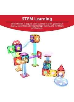 PicassoTiles 70 Piece Marble Run Race Track Magnetic Tiles Magnet Building Block Educational Construction Toy Set Playset Stem Learning Kit Child Brain Development Handeye Coordination Training Ptg70  - Image 3