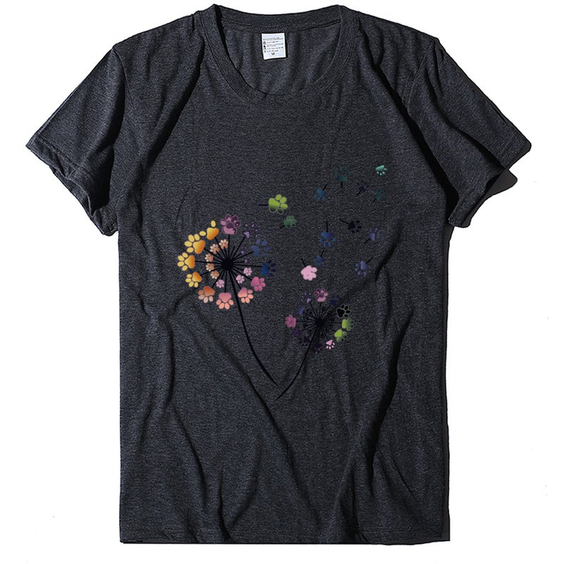 2020 Spring Women's T-Shirt Dog Claw Dandelion Print Pattern Women's T-Shirt 10170 - Image 1