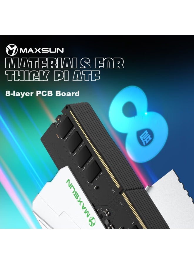 MAXSUN ماكسون 32 جيجابايت (16 جيجابايت × 2) مجموعة ذاكرة ديسكتوب DDR4 3200 مع موزع حرارة من سلسلة وايت هانتر W4 - Image 5