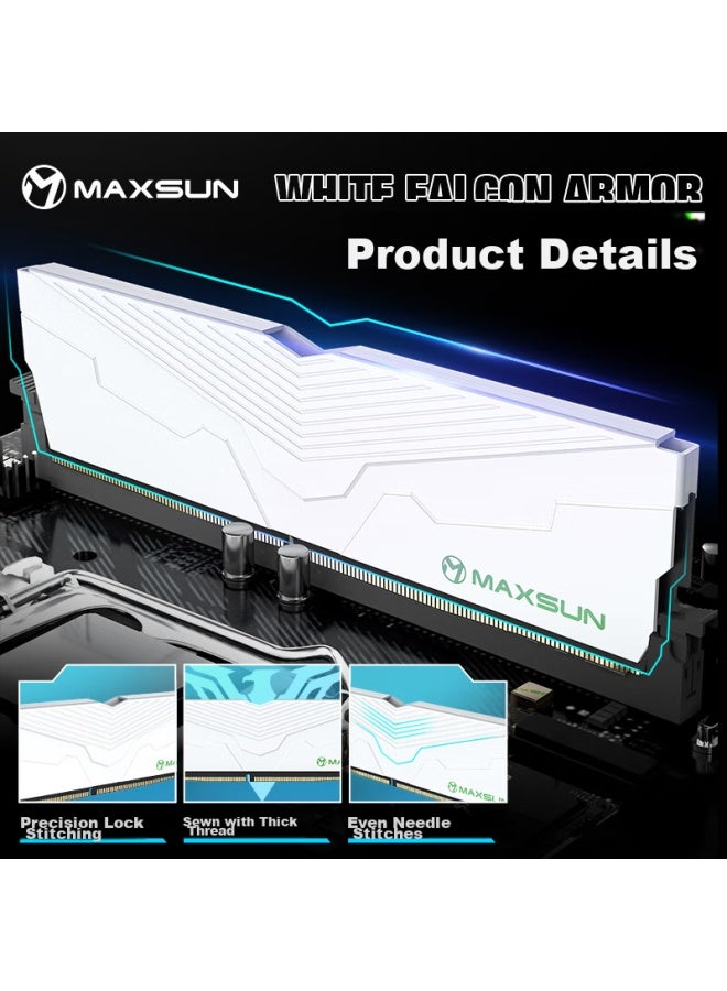 MAXSUN ماكسون 32 جيجابايت (16 جيجابايت × 2) مجموعة ذاكرة ديسكتوب DDR4 3200 مع موزع حرارة من سلسلة وايت هانتر W4 - Image 4