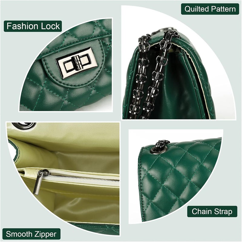 Gladdon Quilted Crossbody Purse for Women Trendy Ladies Shoulder Bag with Chain Designer Purses - Image 5