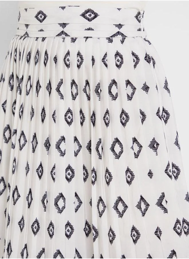 Refka by modanisa High Waist Printed Skirt