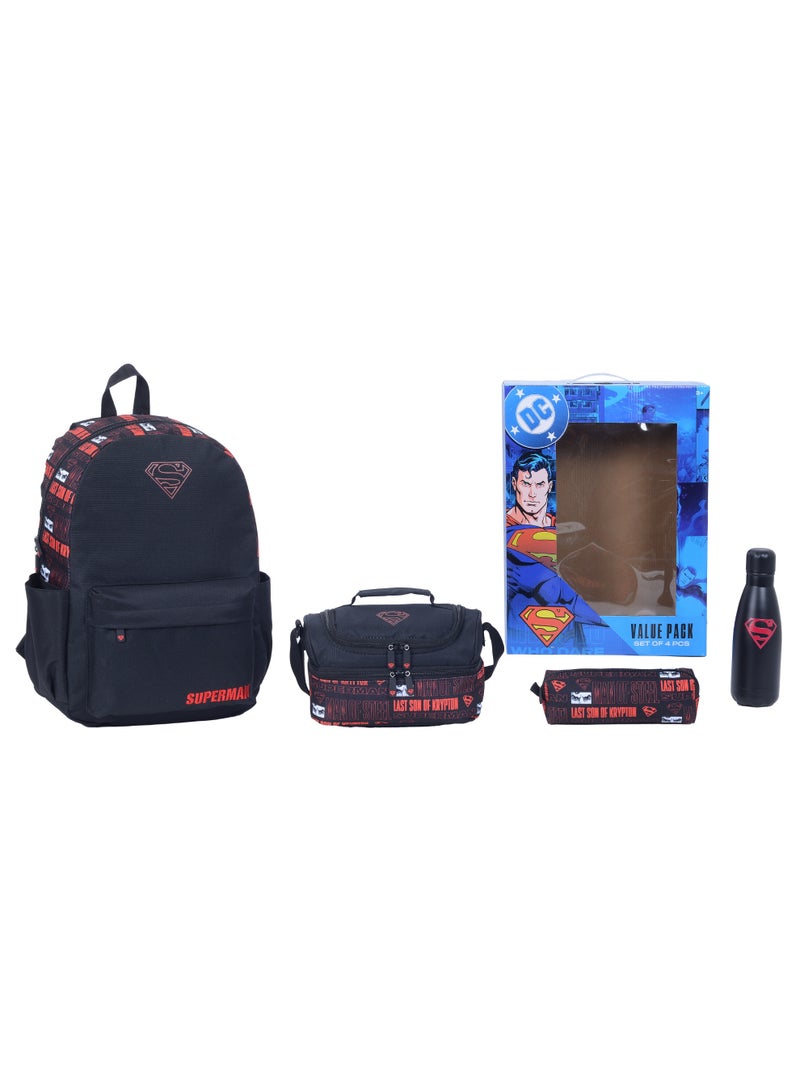 Warner Bros. Super Man 4 Pcs Backpack Set with Lunch Bag, Water Bottle & Pencil Case - Image 2