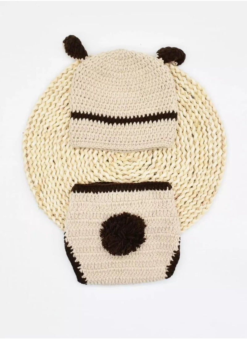 Generic Newborn Unisex Pom Pom Knit Short With Hat Photography Prop  - Image 2