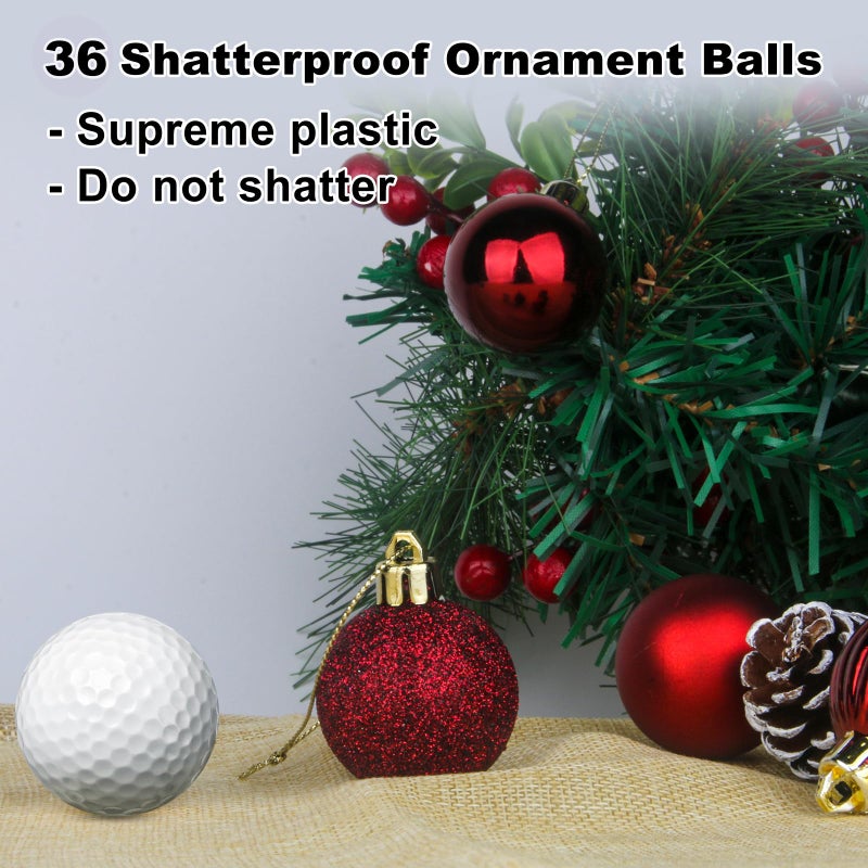 GameXcel Christmas Balls Ornaments for Xmas Tree - Shatterproof Christmas Tree Decorations Small Hanging Ball Wine Red 1.6 Inch x 36 Pack - Image 3