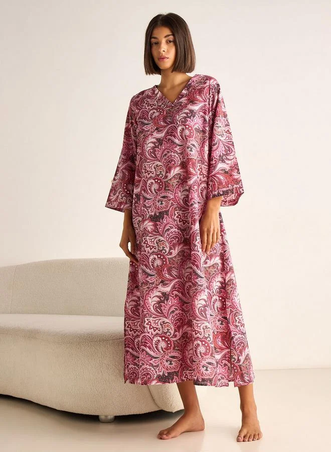 Splash FAV Night Dress Long Sleeves Printed Cotton