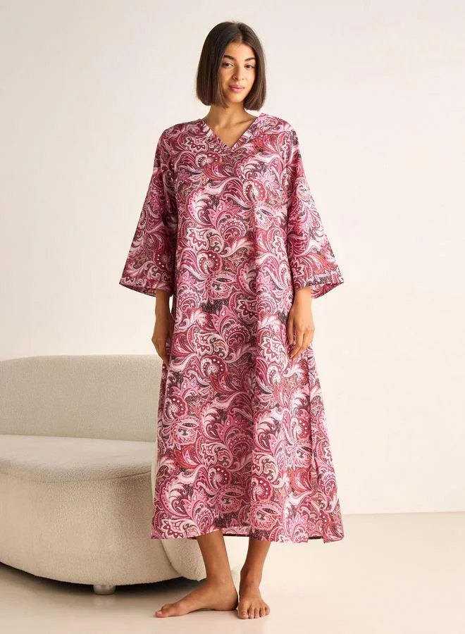Splash FAV Night Dress Long Sleeves Printed Cotton