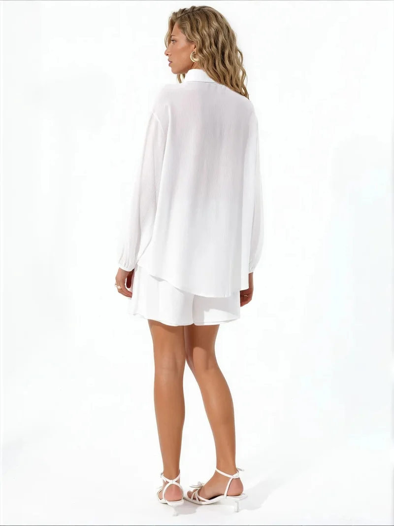 Jennyfer White Cotton Viscose Two-Piece Coord Set for Women | Best Price UAE