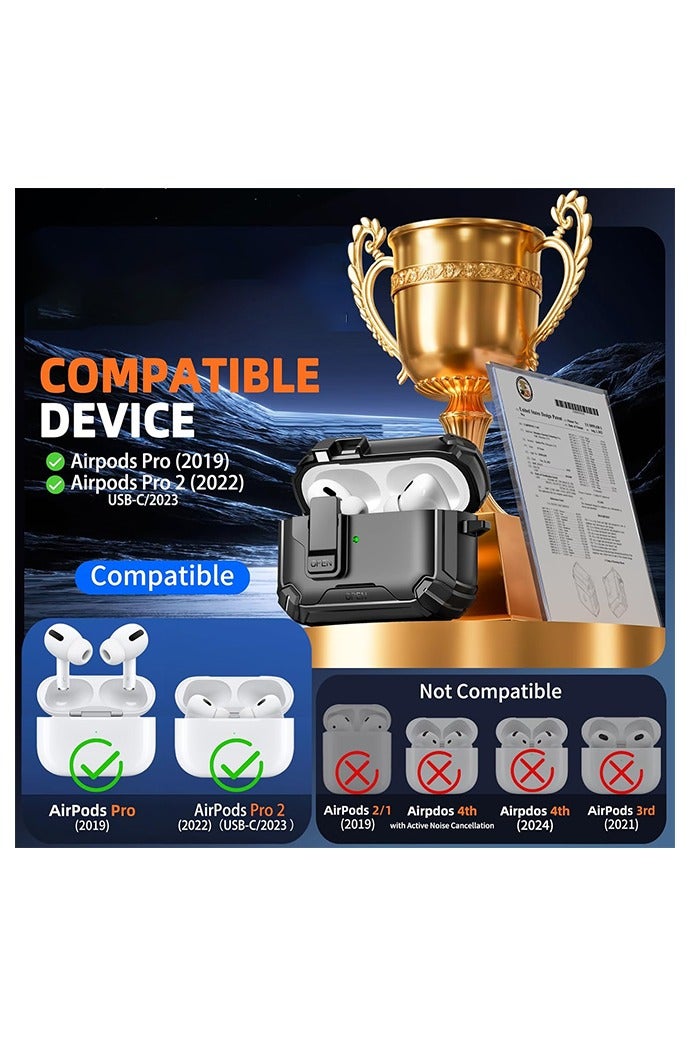 HaDoii Protective Case Cover Compatible with AirPods Pro 2nd/1st Generation with Phone Stand & Cleaning Kit, Compatible with Magsafe, Magnetic Automatic Lock for for iPod Pro Charging Case(USB-C/Lightning Cable) - Image 2