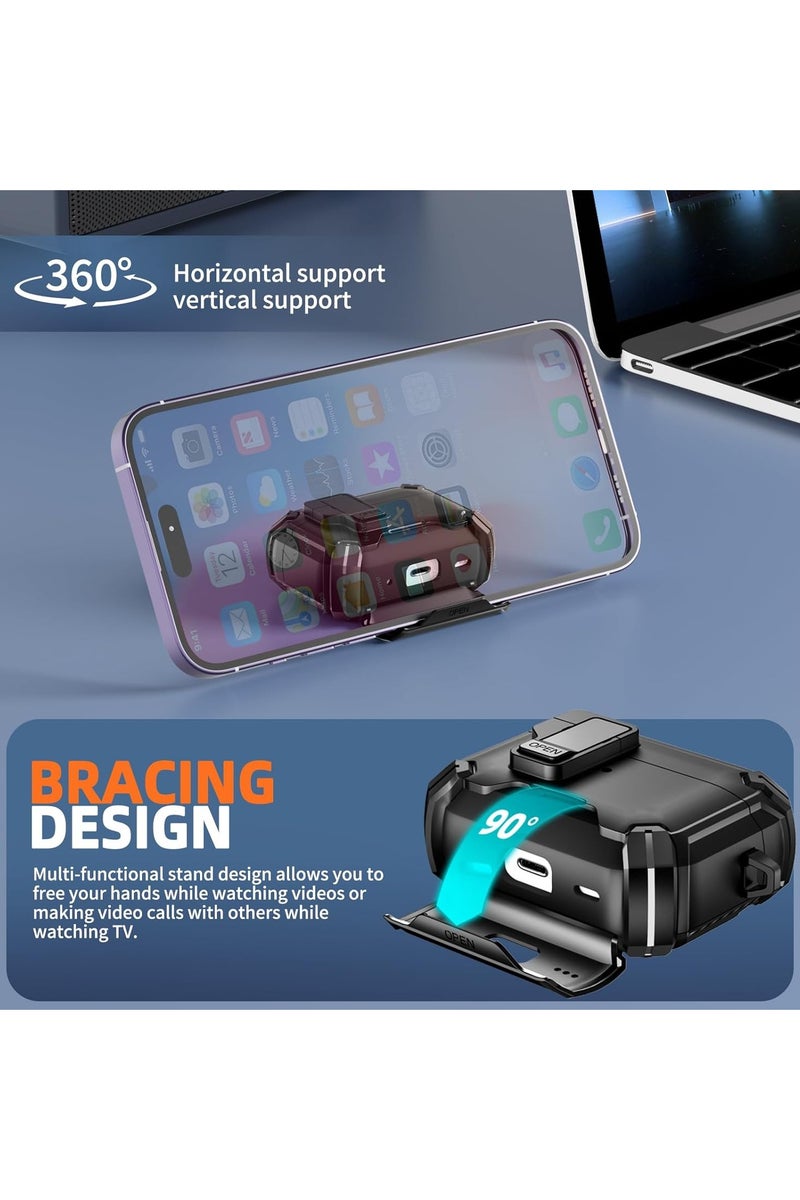 HaDoii Protective Case Cover Compatible with AirPods Pro 2nd/1st Generation with Phone Stand & Cleaning Kit, Compatible with Magsafe, Magnetic Automatic Lock for for iPod Pro Charging Case(USB-C/Lightning Cable) - Image 3