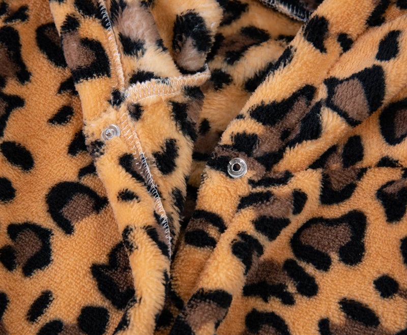 Anicosp Kids Toddler Cartoon Hooded Plush Robe Leopard Pajamas Fleece Bathrobe Children Sleepwear (US, Age, 2 Years, 3 Years, Classic Yellow Leopard) - Image 3