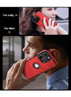 Mikki iPhone 15 Pro Max Case, Vegan Leather Protective Case for iPhone 15 Pro Max 6.7", Luxury, Elegant and Beautiful Design Cover, Non-Slip Vintage Looking Perfect Stitching Leather Case (Red)  - Image 2