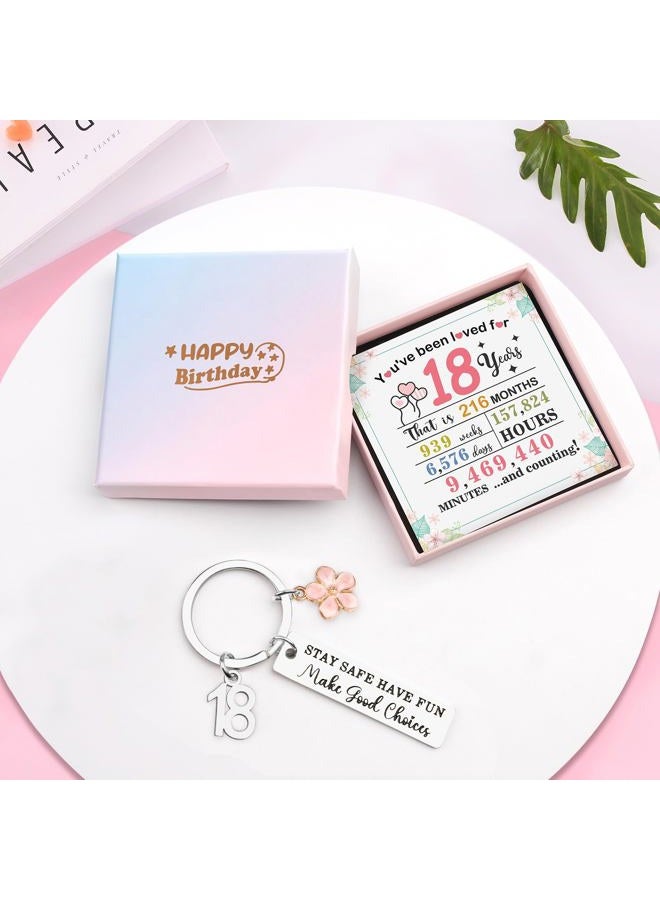Juesly 16th 18th 21st Birthday Gifts for Girls, Happy Birthday Keychain for 16 18 21 Year Old Girls Sister Daughter, 18-stay Safe, Standard - Image 4