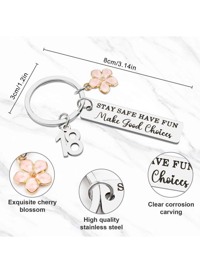 Juesly 16th 18th 21st Birthday Gifts for Girls, Happy Birthday Keychain for 16 18 21 Year Old Girls Sister Daughter, 18-stay Safe, Standard - Image 2