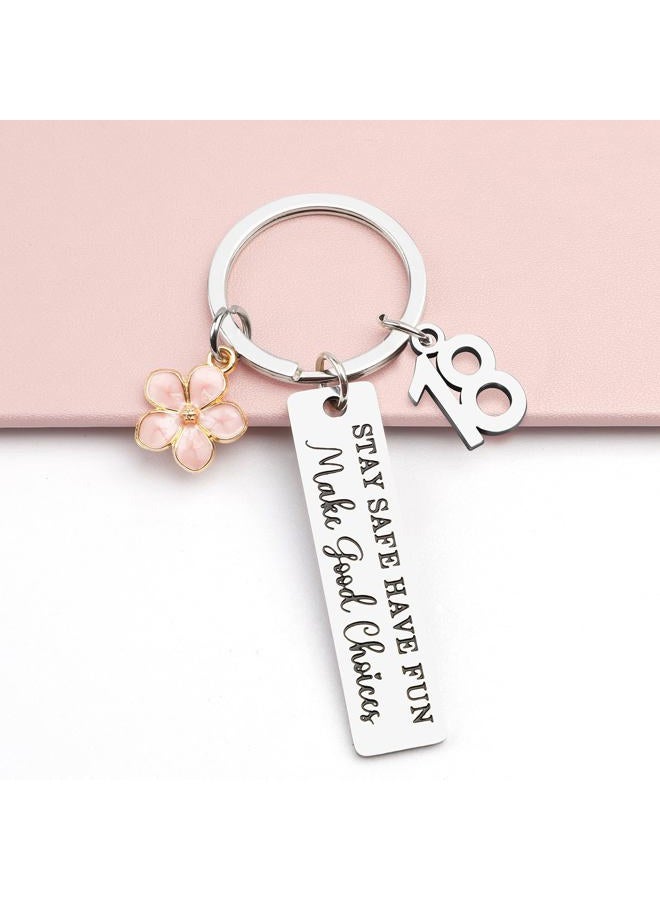 Juesly 16th 18th 21st Birthday Gifts for Girls, Happy Birthday Keychain for 16 18 21 Year Old Girls Sister Daughter, 18-stay Safe, Standard - Image 3
