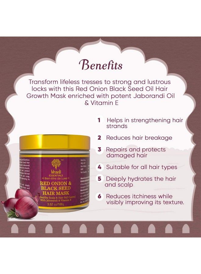 KHADI ESSENTIALS Onion Hair Mask For Hair Growth Hairfall Control With Black Seed & Onion Sulphate And Paraben Free For Women & Men 200Gm - Image 3