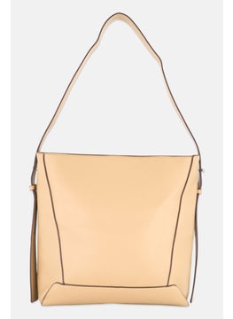 French Connection Women Brand Logo Shoulder Bag 30 H x 34 L x 15 W cm, Beige  - Image 2