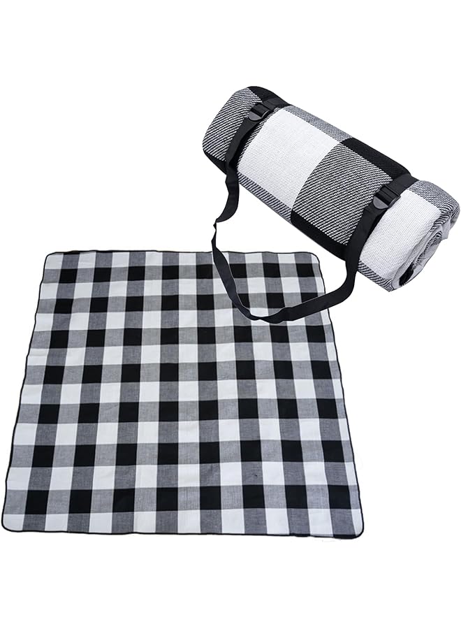 Beauenty Outdoor Picnic Blankets 200 * 200cm Waterproof Camping Mat Lightweight Large Beach Blankets (Black) - Image 1