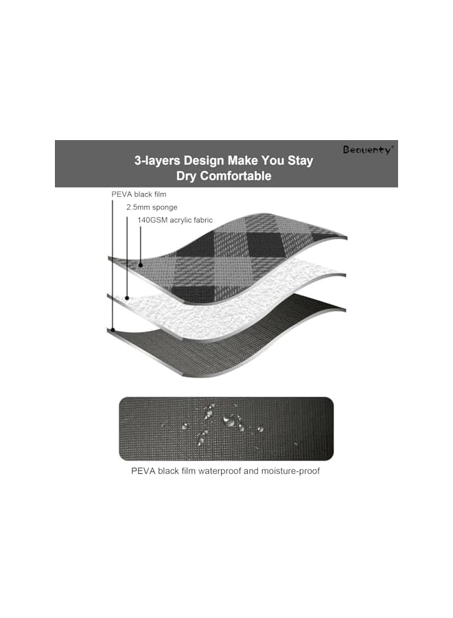 Beauenty Outdoor Picnic Blankets 200 * 200cm Waterproof Camping Mat Lightweight Large Beach Blankets (Black) - Image 4