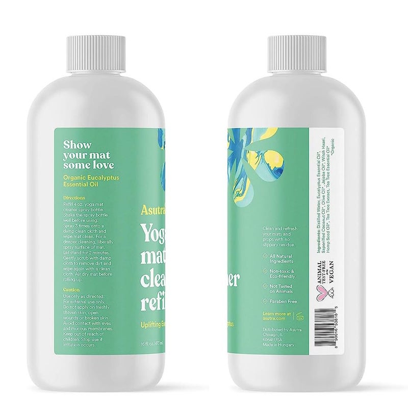 ASUTRA Yoga Mat Cleaner Spray Refill (Uplifting Eucalyptus), 16 fl oz - No Slippery Residue, Organic Essential Oils Deep-Cleansing for Fitness Gear & Gym Equipment - Image 3