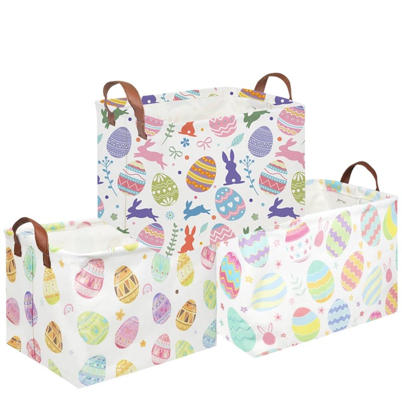 FXOCSHE FXOLCSHE Rectangular 3pack Easter basketEaster basket emptyKids Toy Storage Basket for baby BedroomToy Gift OrganizermKids Storage BinEaster gift boxCute Easter egg - Image 2