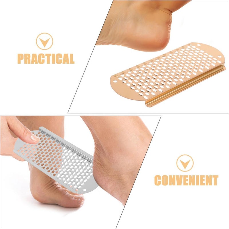 Toyvian 2pcs Foot File Scrubber Heel Scrubber Dead Skin Remover Calloused Feet Remover Pumice Grater for Cracked Heels Rose Gold and Silver Gray - Image 3