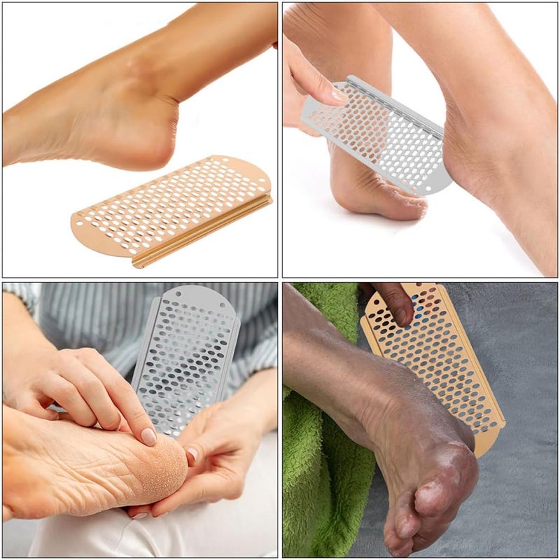 Toyvian 2pcs Foot File Scrubber Heel Scrubber Dead Skin Remover Calloused Feet Remover Pumice Grater for Cracked Heels Rose Gold and Silver Gray - Image 5