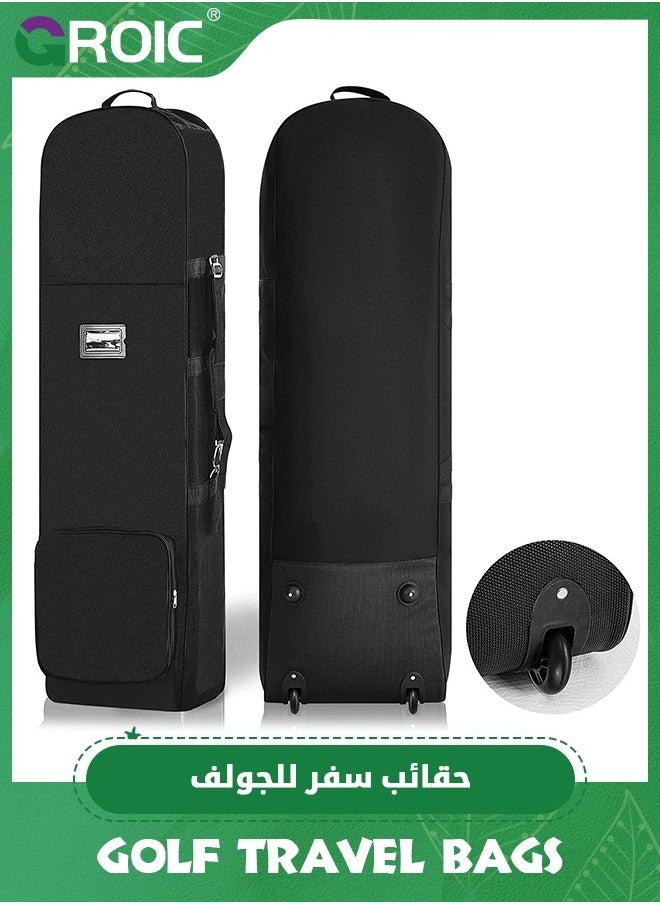 GROIC - حقائب سفر جولف مبطنة بعجلات، مصنوعة من مادة أكسفورد 600D شديدة التحمل ومقاومة للتآكل، أغطية سفر قابلة للطي ذات جوانب ناعمة لمضارب الجولف للخطوط الجوية، حماية حقيبة مضارب الجولف، جيب تخزين إضافي - Image 1