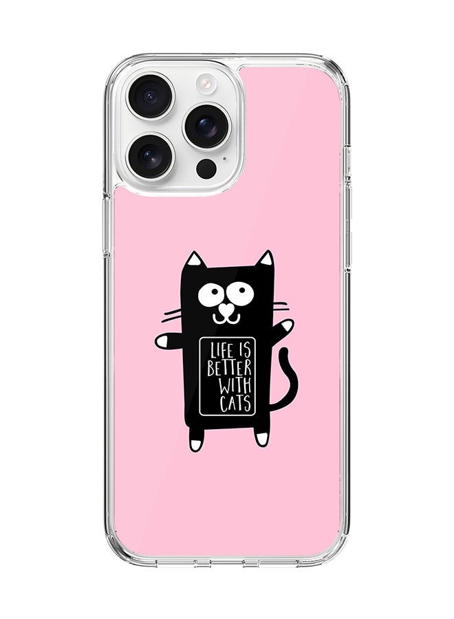 Stylizedd غطاء لجهاز iPhone 16 Pro Max [متوافق مع MagSafe] غطاء مغناطيسي رقيق شفاف - الحياة أفضل مع القطط - Image 1
