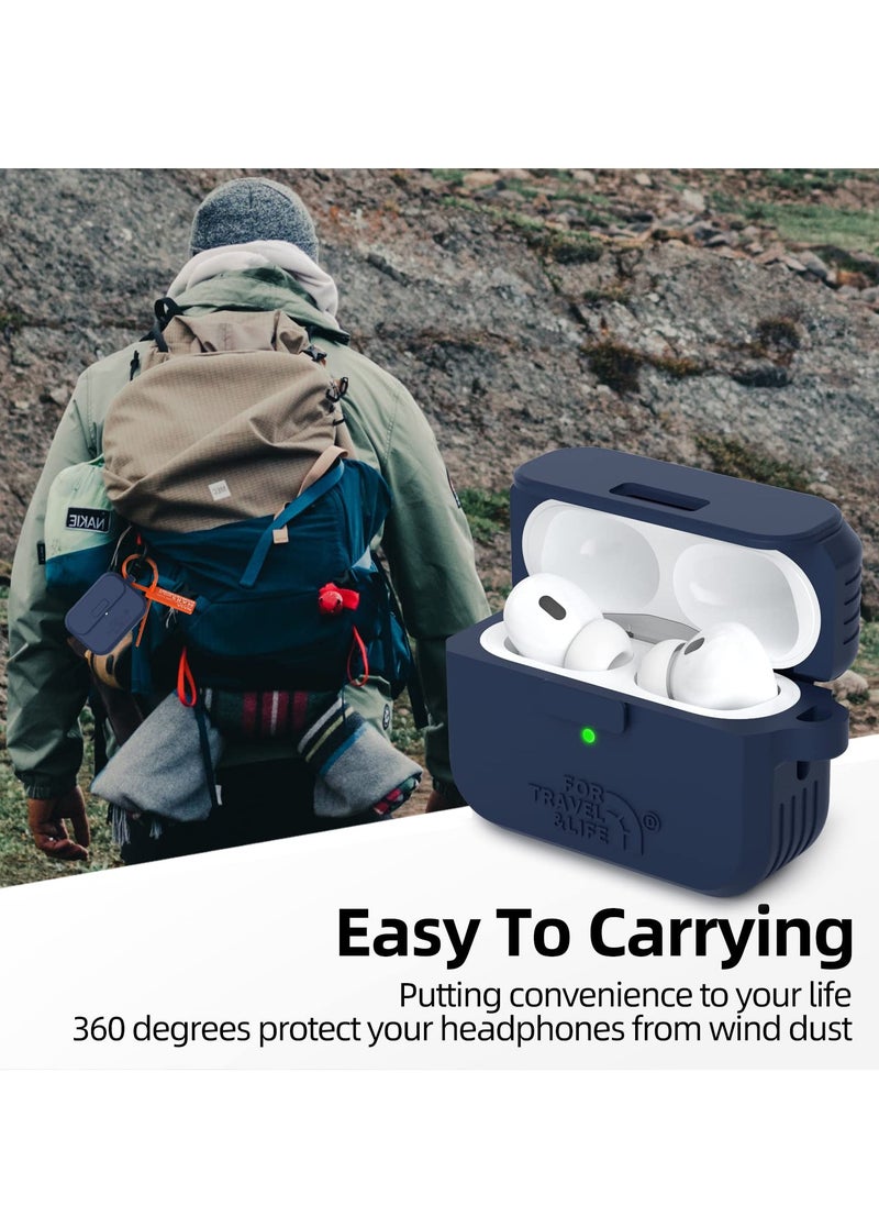 Generic - Durable Headphone Protective Case for AirPods Pro 2nd and 1st Generation, Military Grade Design, Perfect Fit for Apple AirPods Pro 2022 and 2019 Charging Case in Navy Blue - Image 1