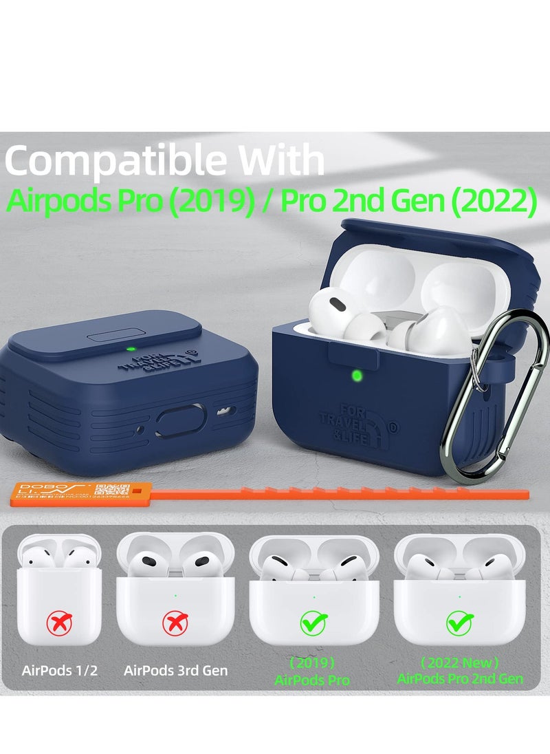 Generic - Durable Headphone Protective Case for AirPods Pro 2nd and 1st Generation, Military Grade Design, Perfect Fit for Apple AirPods Pro 2022 and 2019 Charging Case in Navy Blue - Image 1