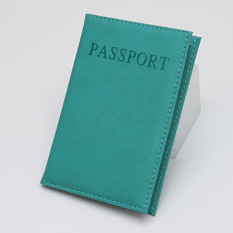 Custom Logo Leather Passport Holder Light blue plain weave 
