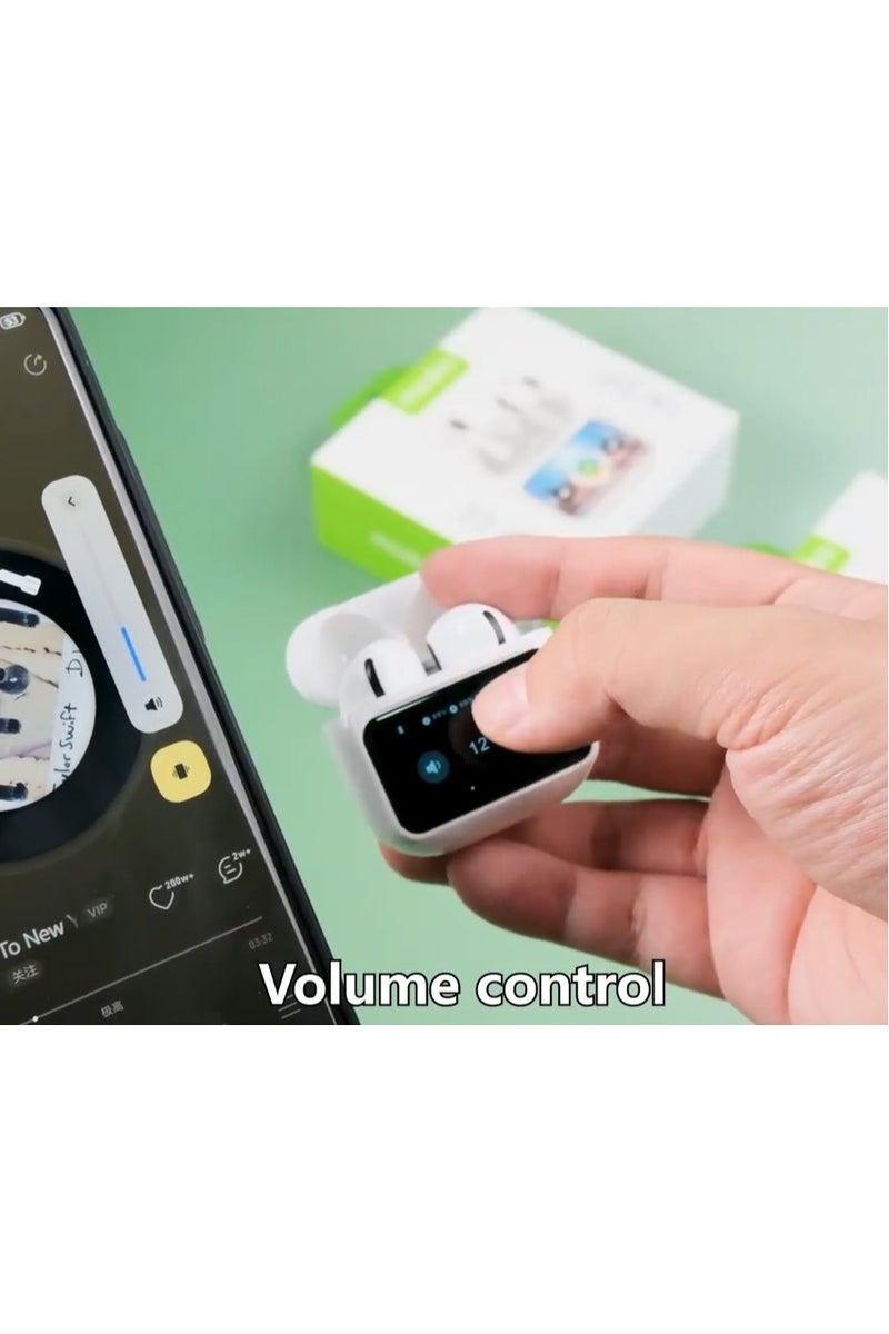 Modio DL03 Smart Touch Display Wireless Earphones With ANC Noise Cancelling and HD Microphone Compatible with Android Mobiles and Tablets - Image 4