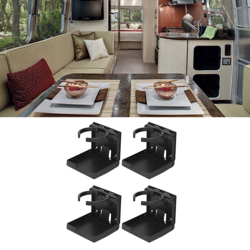 4PCS Foldable Cup Holder Adjustable Drink Mug Holder for RV Car Ship Vertical Or Wall Mounting Black - Image 5