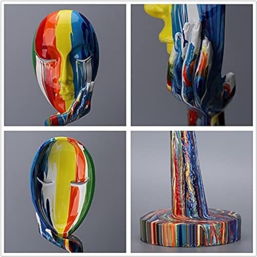 suruim Simple Creative Colorful Female Face Art Statue Thinker Sculpture Abstract Character Crafts Ornament Home Office Bedroom Living Room Study Decoration (Large 15.3x4.9x4.9in) - Image 3