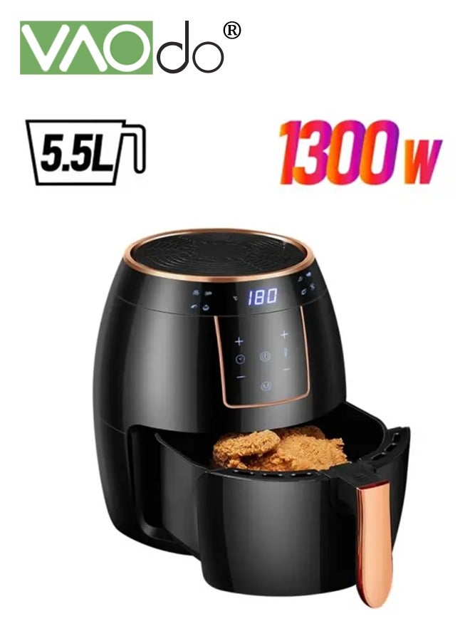 VAOdo Air Fryer 5.5L Capacity Electric Air Fryer Oil-Free Cookware Digital Display 1300W Rated Power Black - Image 1