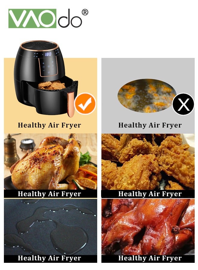 VAOdo Air Fryer 5.5L Capacity Electric Air Fryer Oil-Free Cookware Digital Display 1300W Rated Power Black - Image 5