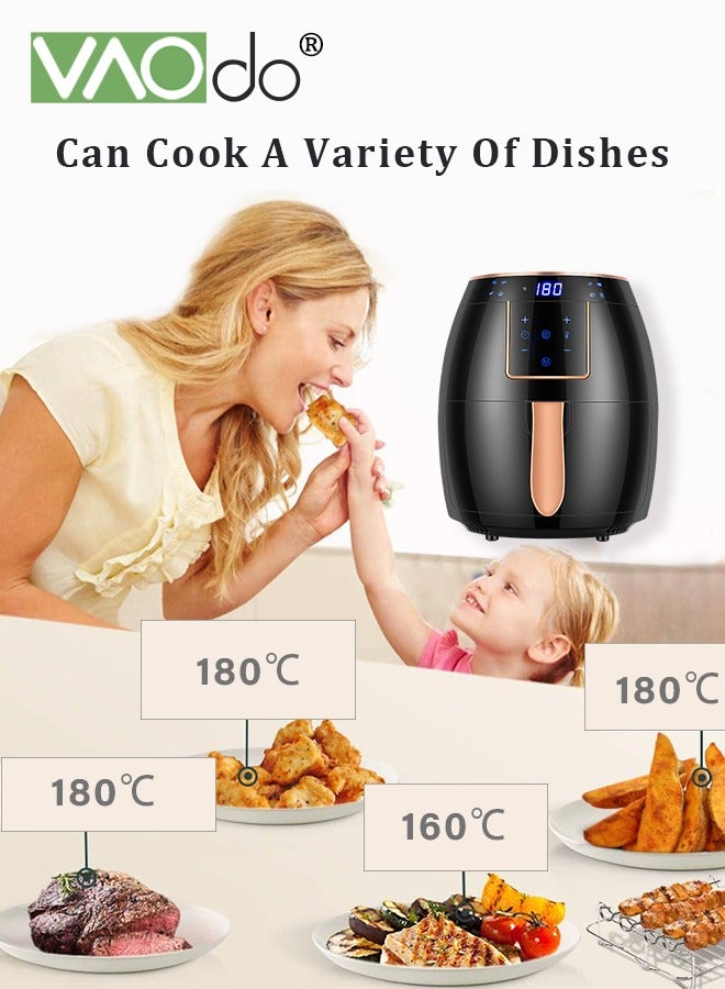 VAOdo Air Fryer 5.5L Capacity Electric Air Fryer Oil-Free Cookware Digital Display 1300W Rated Power Black - Image 4