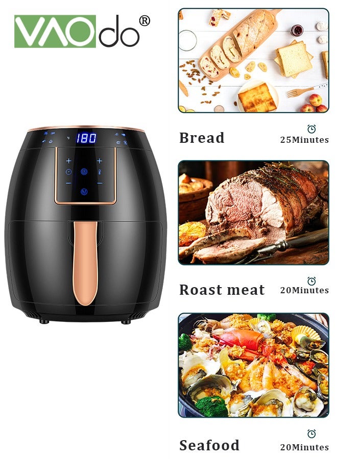 VAOdo Air Fryer 5.5L Capacity Electric Air Fryer Oil-Free Cookware Digital Display 1300W Rated Power Black - Image 3