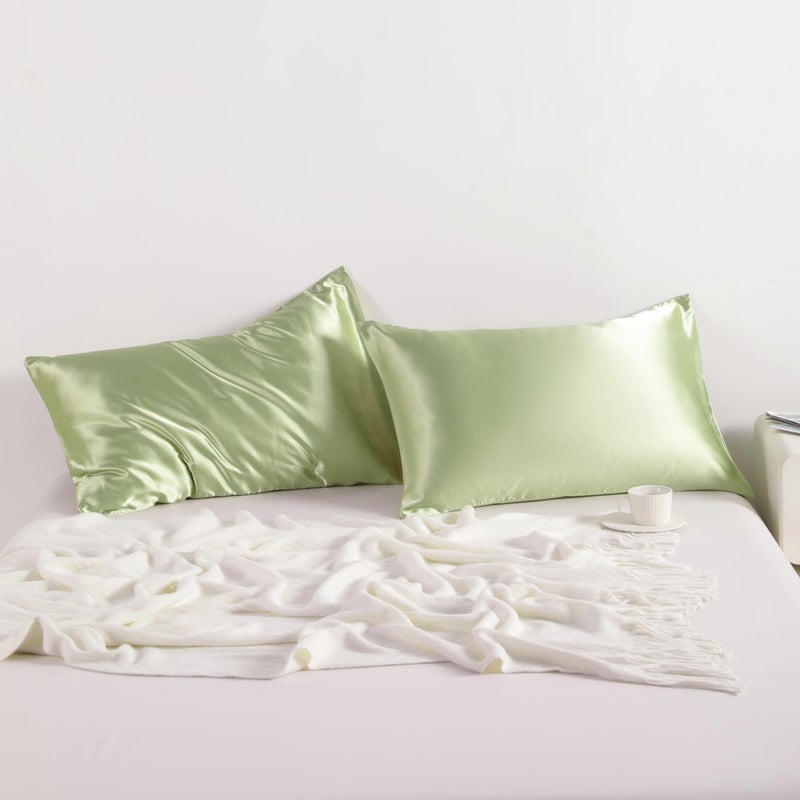 NTBAY 2 Pack Satin Standard Pillowcases for Hair and Skin  Luxurious and Silky Pillow Cases with Envelope Closure  20x26 Inches  Sage Green - Image 3