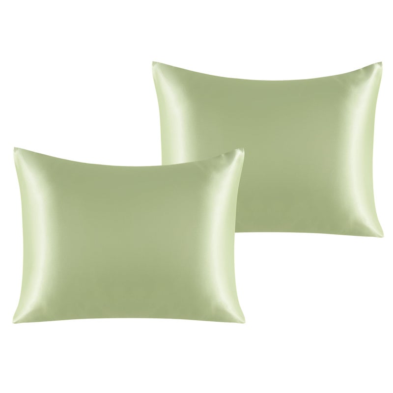 NTBAY 2 Pack Satin Standard Pillowcases for Hair and Skin  Luxurious and Silky Pillow Cases with Envelope Closure  20x26 Inches  Sage Green - Image 1