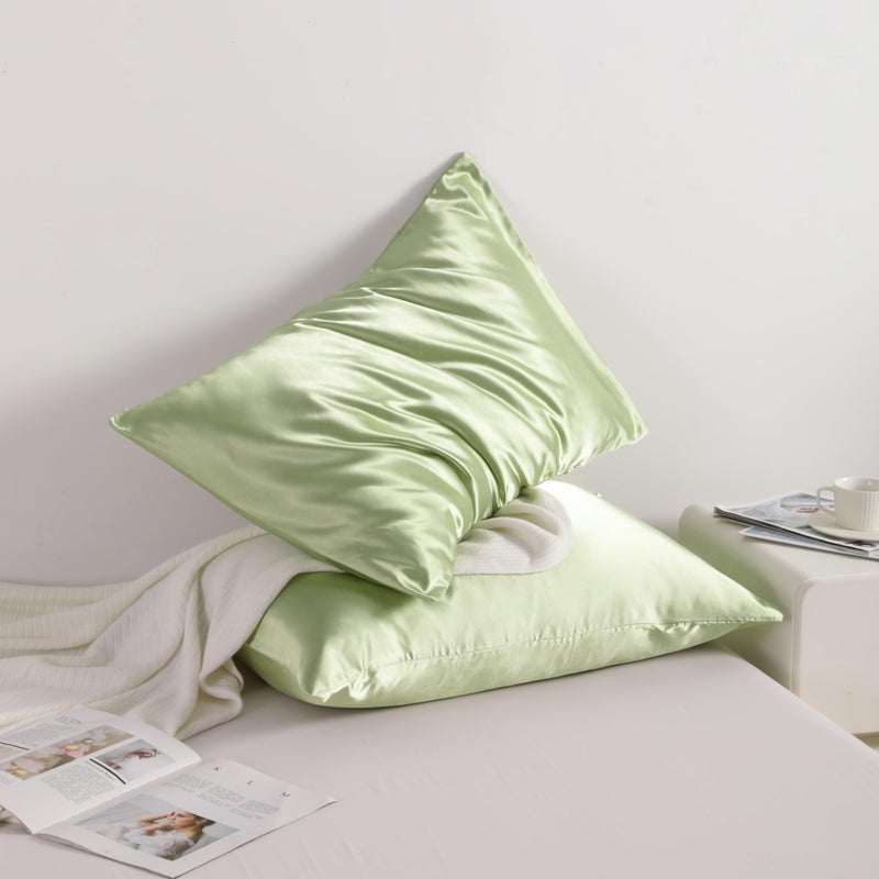 NTBAY 2 Pack Satin Standard Pillowcases for Hair and Skin  Luxurious and Silky Pillow Cases with Envelope Closure  20x26 Inches  Sage Green - Image 2