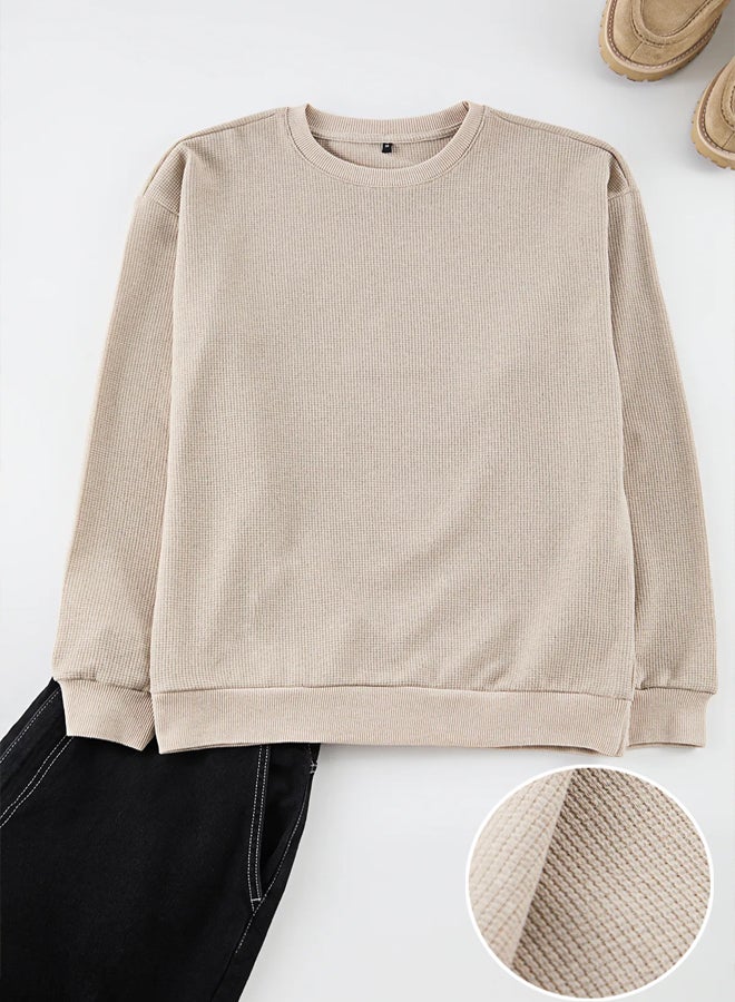 trendyol Camel Oversize/Wide Cut Crew Neck Plain Sweatshirt - Image 1