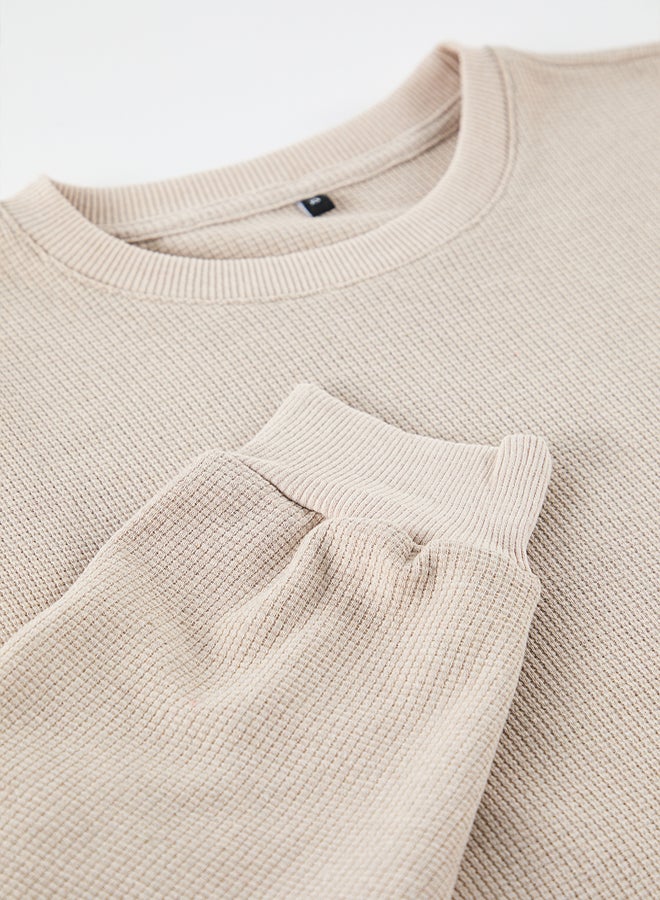 trendyol Camel Oversize/Wide Cut Crew Neck Plain Sweatshirt - Image 3