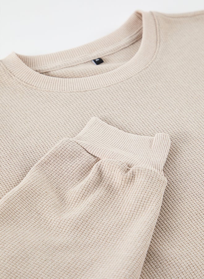 trendyol Camel Oversize/Wide Cut Crew Neck Plain Sweatshirt - Image 3