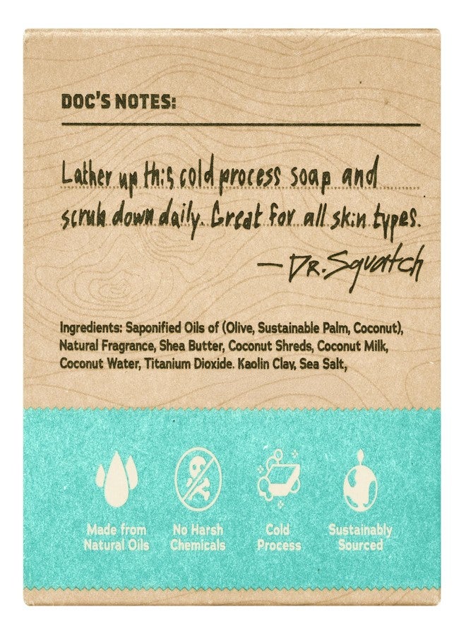 Dr. Squatch Natural Bar Soap for Men - Cold Process Soap with No Harsh Chemicals - Coconut Castaway (5 oz, 3-Pack) - Image 2