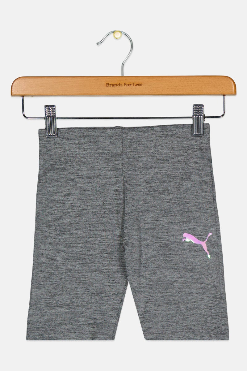 PUMA Kids Girl Sportswear Fit Brand Logo Outdoor Shorts, Grey - Image 2